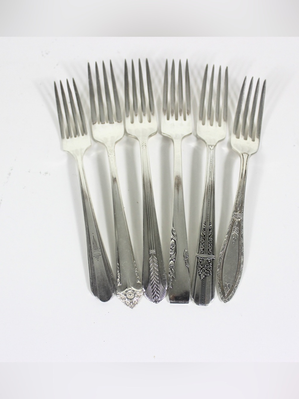 Curated Set of 6 Silver Plated Dinner Forks, Mismatched Vintage Table Setting
